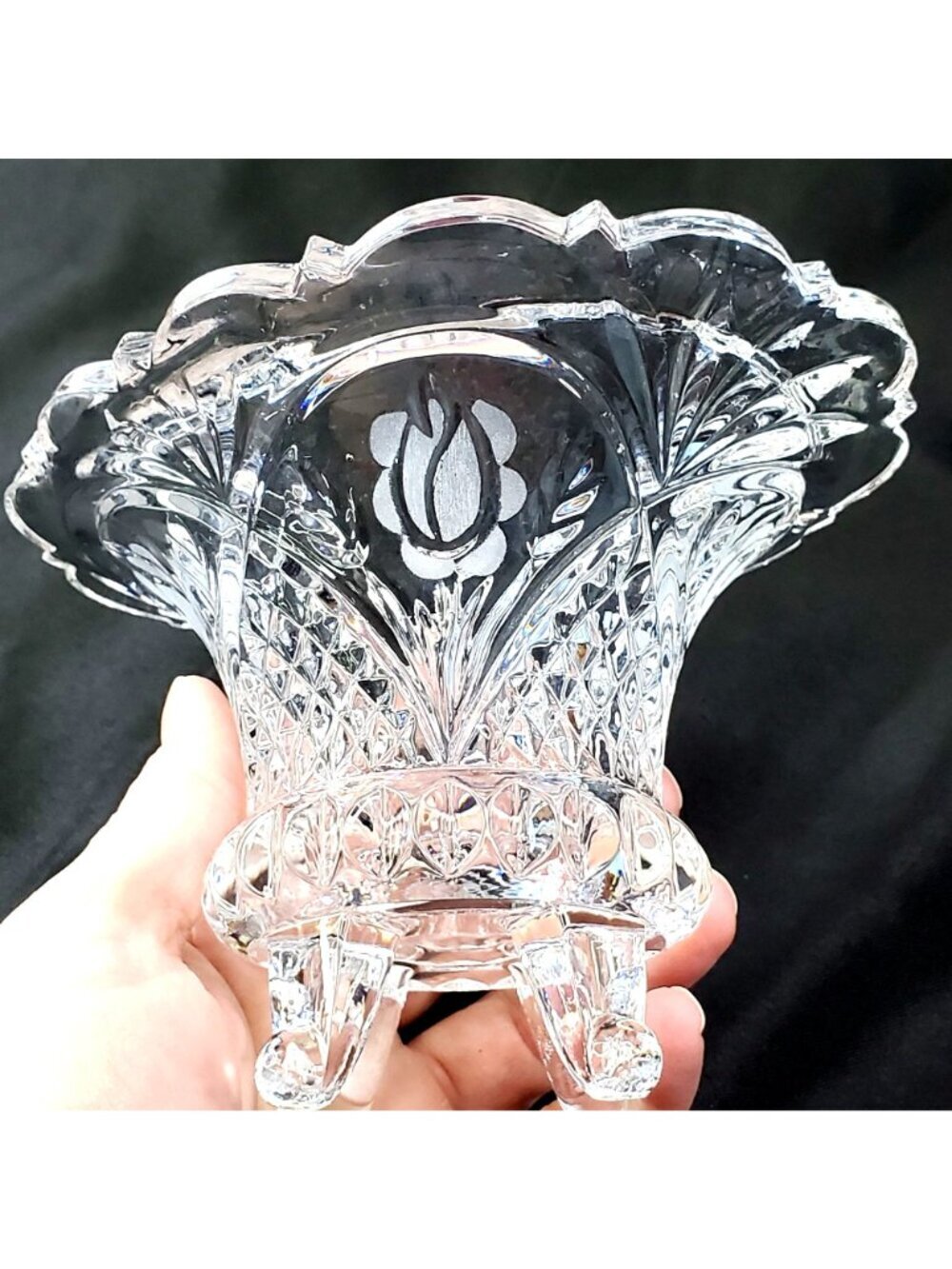 VTG Footed Candy Dish 24% Lead Crystal The European Collection Germany 4" tall - Picture 6 of 12